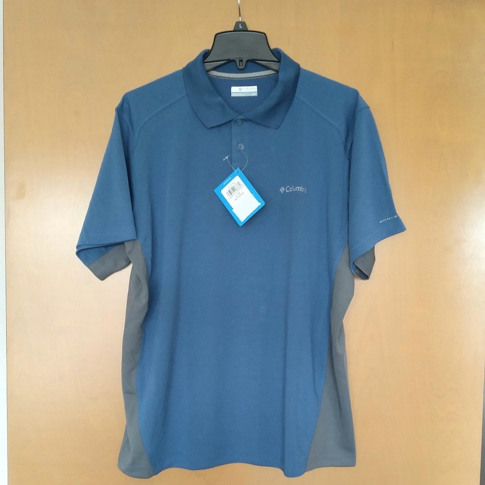 🆕Columbia Men's Horseshoe Colorblock S/S Polo, Large - Blue, Brand NEW, Auth.